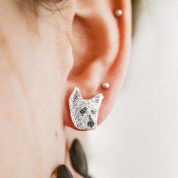 Pet face silhouette earrings